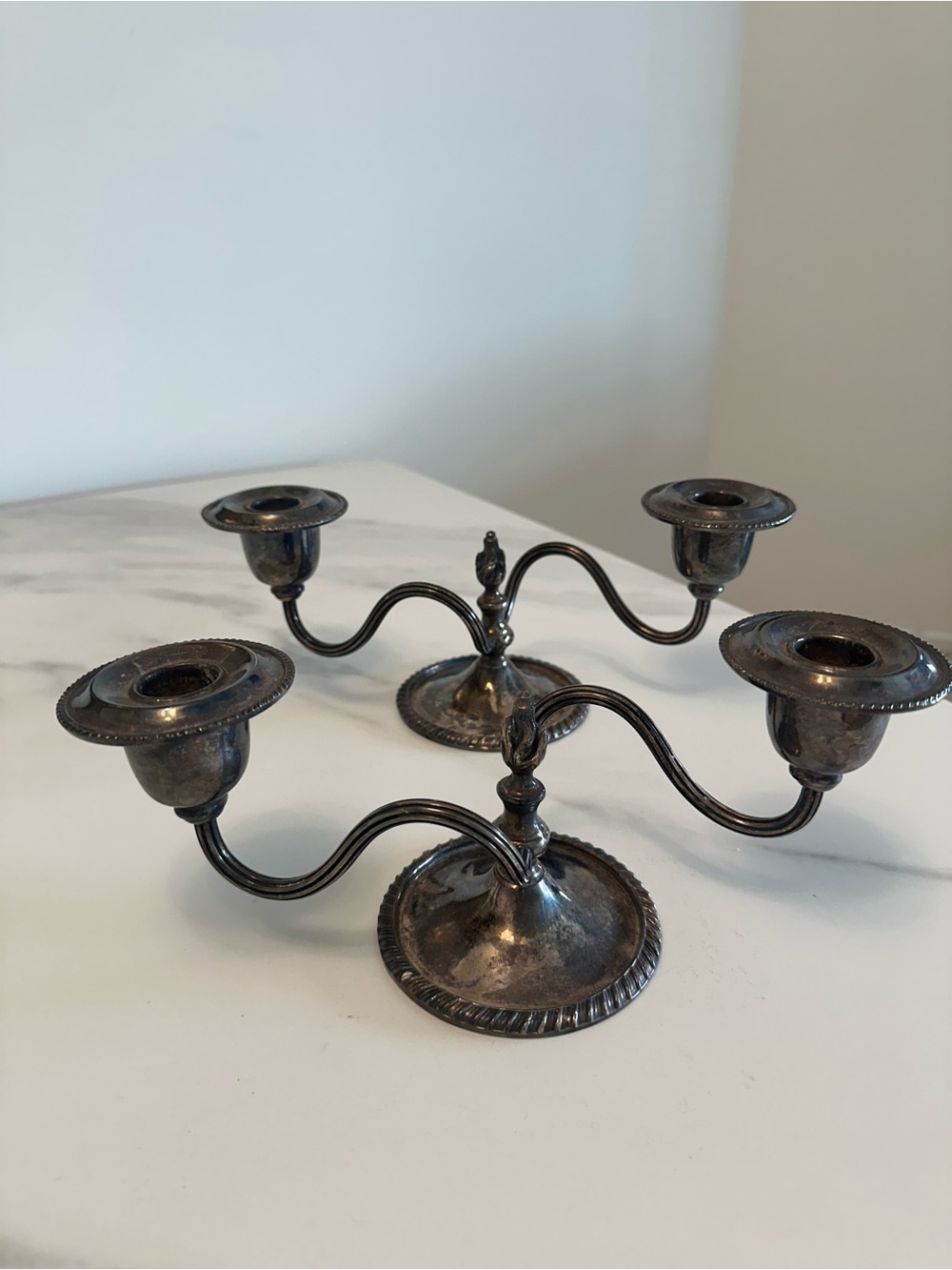Vintage Art Nouveau Benedict Proctor Silver Plated 2 Arm Candle Holder x2